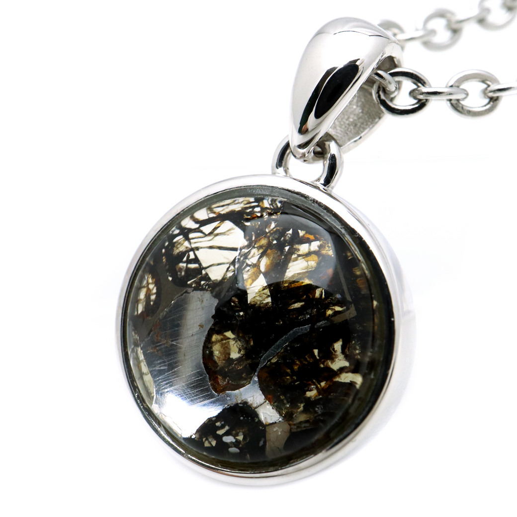 パラサイト隕石 ネックレス 石鉄隕石 ケニア産 ペンダント かんらん石 1点物