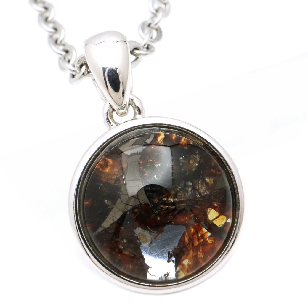 パラサイト隕石 ネックレス 鉄隕石 ケニア産 ペンダント かんらん石 1点物