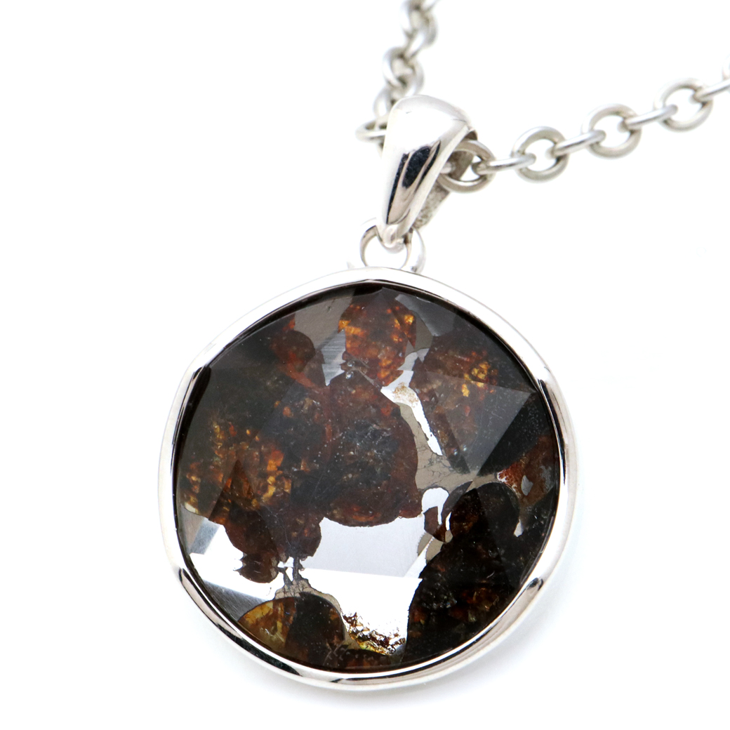 パラサイト隕石 ネックレス 鉄隕石 ケニア産 大衛星 六芒星 ペンダント かんらん石 1点物