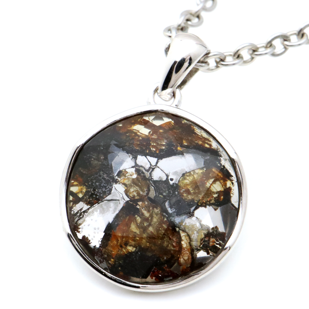 パラサイト隕石 ネックレス 鉄隕石 ケニア産 大衛星 六芒星 ペンダント かんらん石 1点物