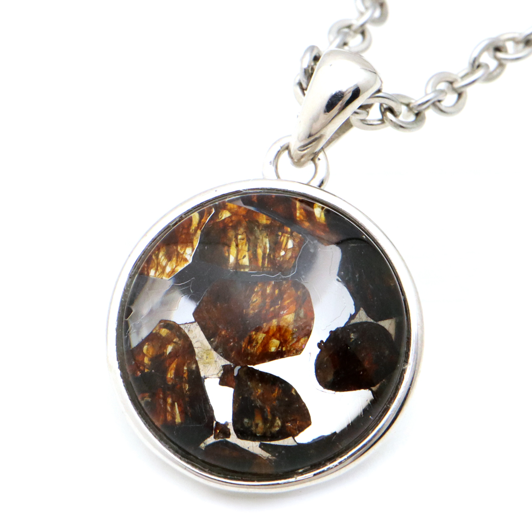 パラサイト隕石 ネックレス 鉄隕石 ケニア産 大衛星 六芒星 ペンダント かんらん石 1点物