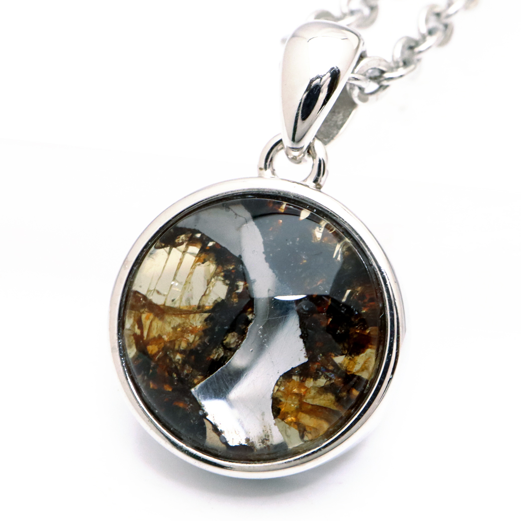 パラサイト隕石 ネックレス 石鉄隕石 ケニア産 ペンダント かんらん石 1点物