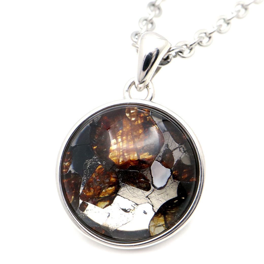 パラサイト隕石 ネックレス 鉄隕石 ケニア産 ペンダント かんらん石 1点物