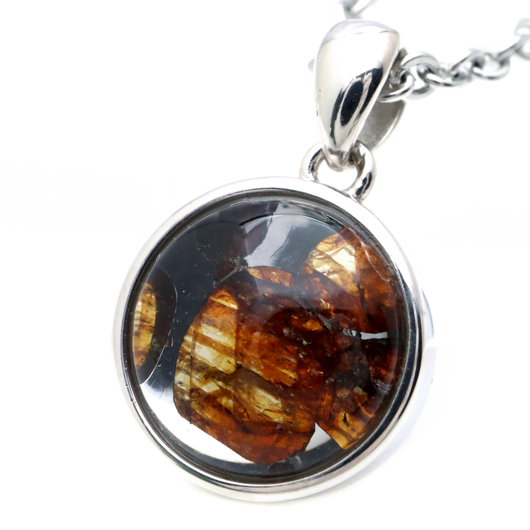 パラサイト隕石 ネックレス 石鉄隕石 ケニア産 ペンダント かんらん石 1点物