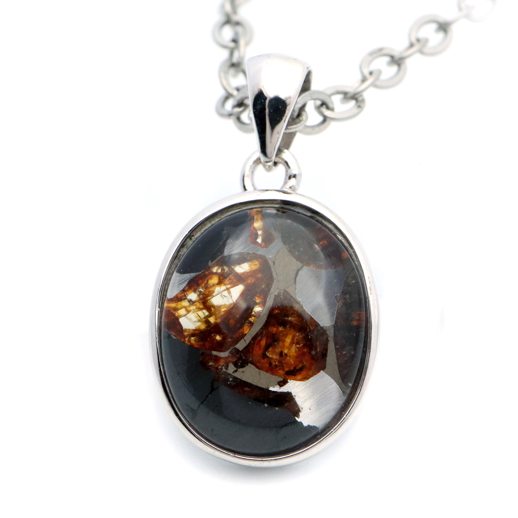 パラサイト隕石 ネックレス 石鉄隕石 ケニア産 ペンダント かんらん石 1点物