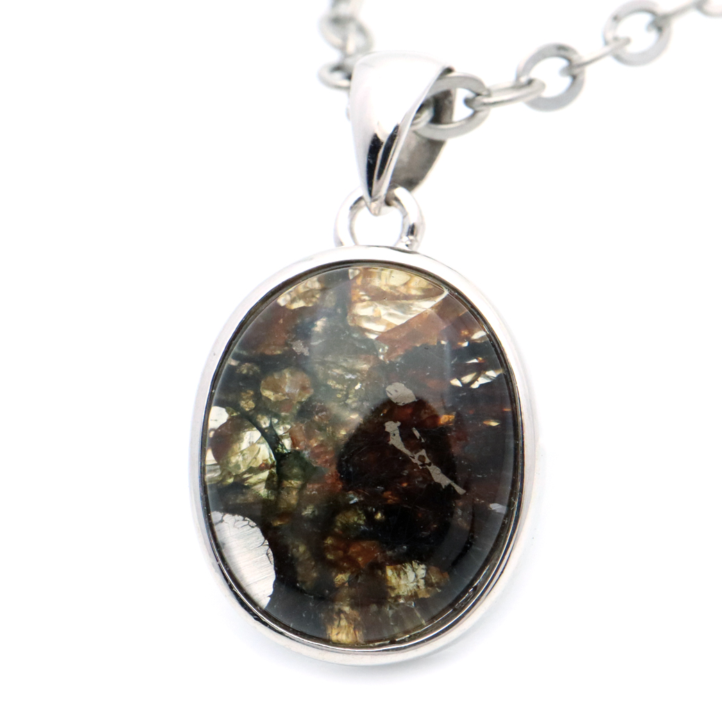 パラサイト隕石 ネックレス 石鉄隕石 ケニア産 ペンダント かんらん石 1点物