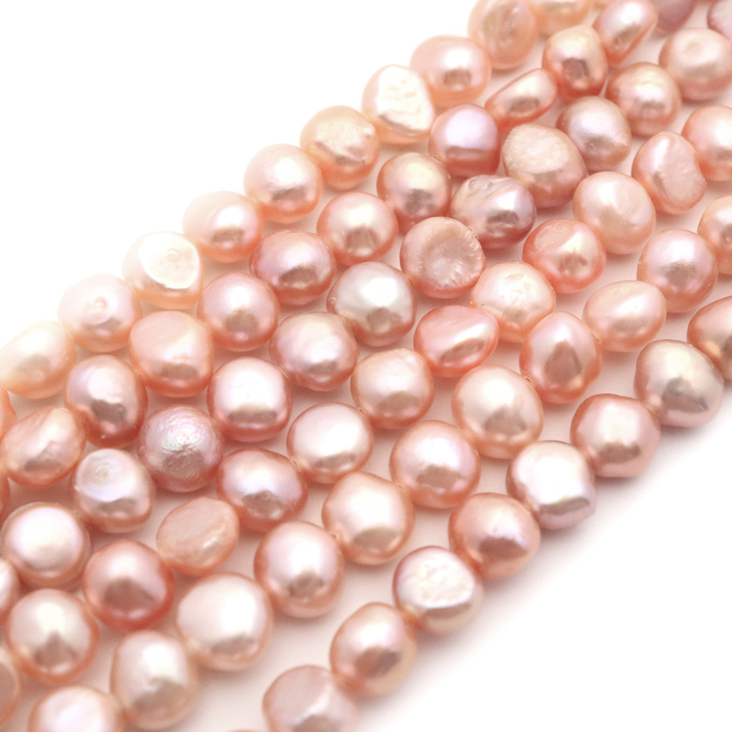 淡水バロックパール 真珠ビーズ 4-6mm アプリコット 一連 パーツ 制作