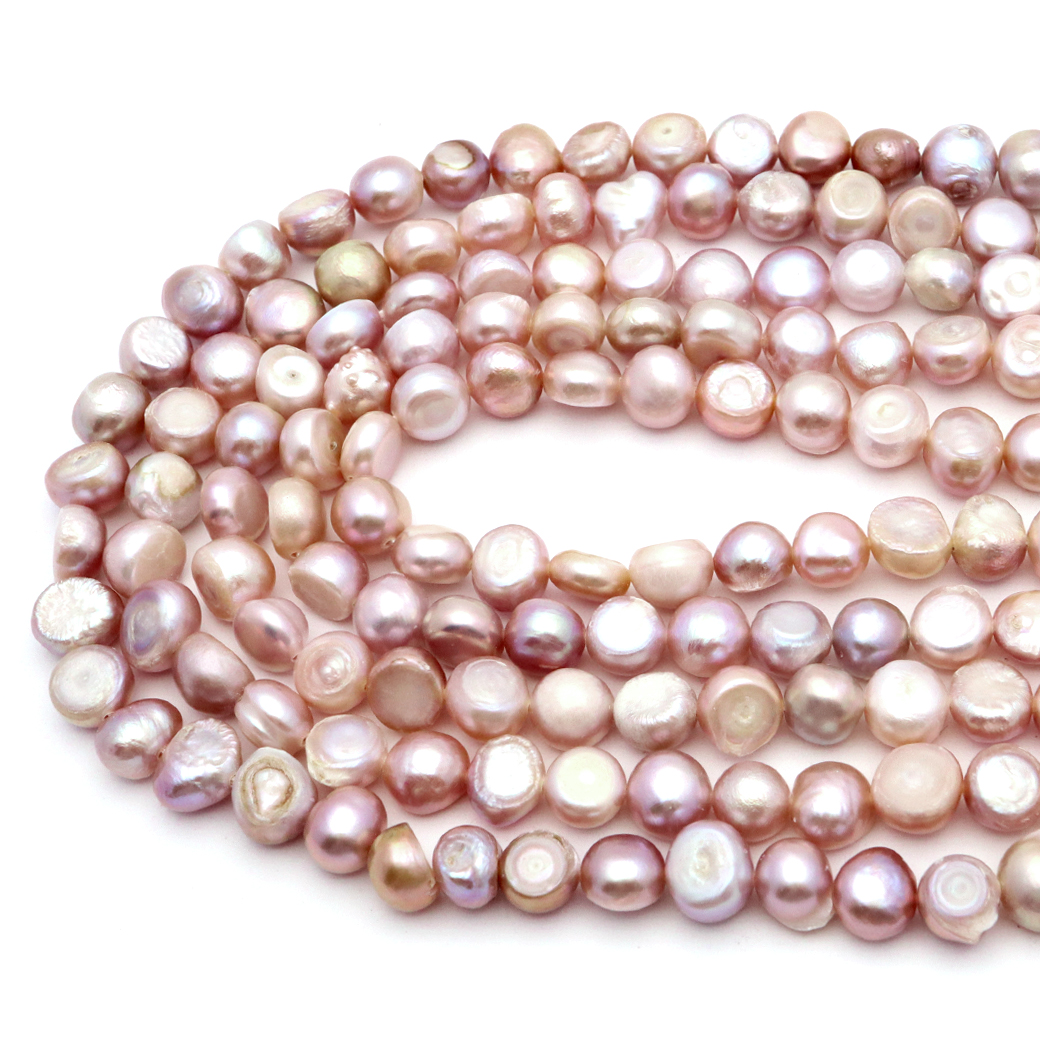 淡水バロックパール 真珠ビーズ 6-8mm ピンクパープル 一連 長さ 約35cm パーツ 制作 6月 誕生石