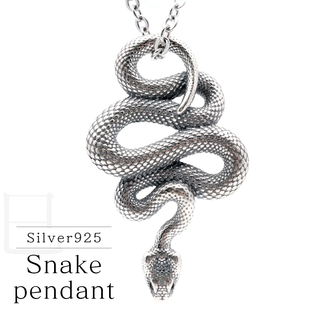 スネーク ペンダント ネックレス SILVER925 干支 2025年 巳年 トップ 金属アレルギー対応 へび 蛇 爬虫類 おしゃれ かっこ