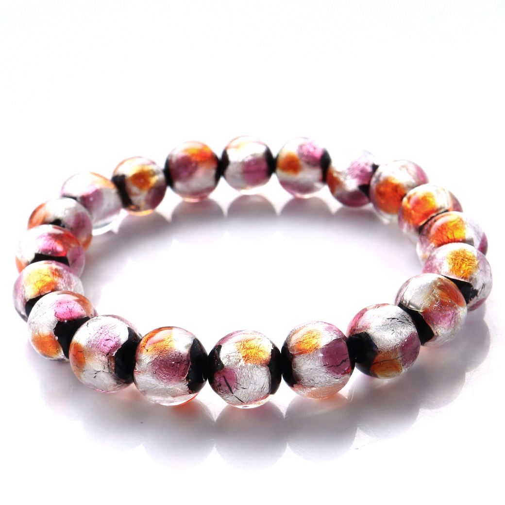 ホタルガラス ピンク オレンジ ブレスレット