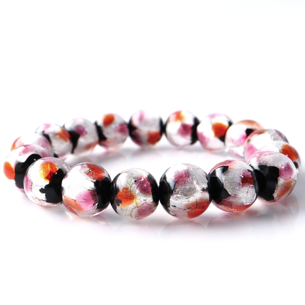 ホタルガラス ピンク オレンジ ブレスレット