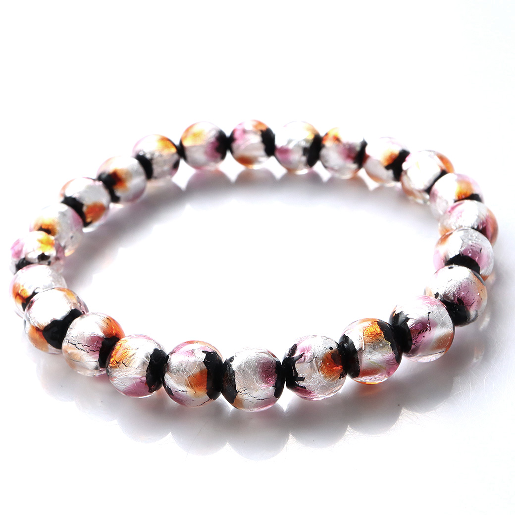 ホタルガラス ピンク オレンジ ブレスレット