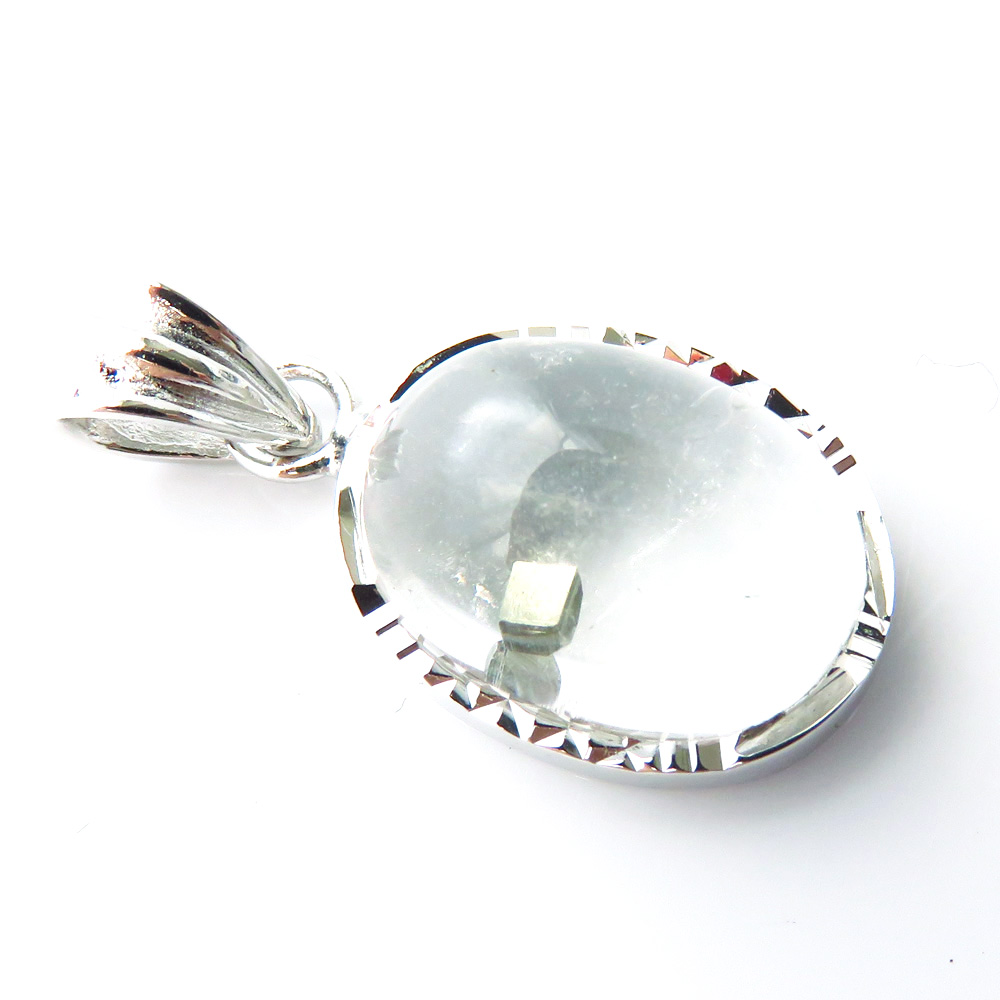 パイライト イン クォーツ ペンダント高品質 Silver925 チェーン付き ブラジル産