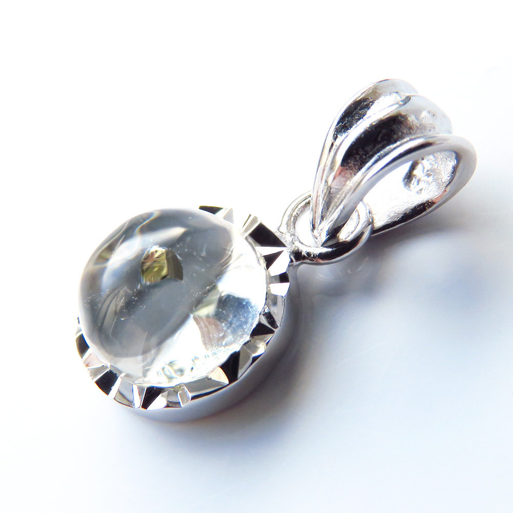 パイライト イン クォーツ ペンダント高品質 Silver925 チェーン付き ブラジル産