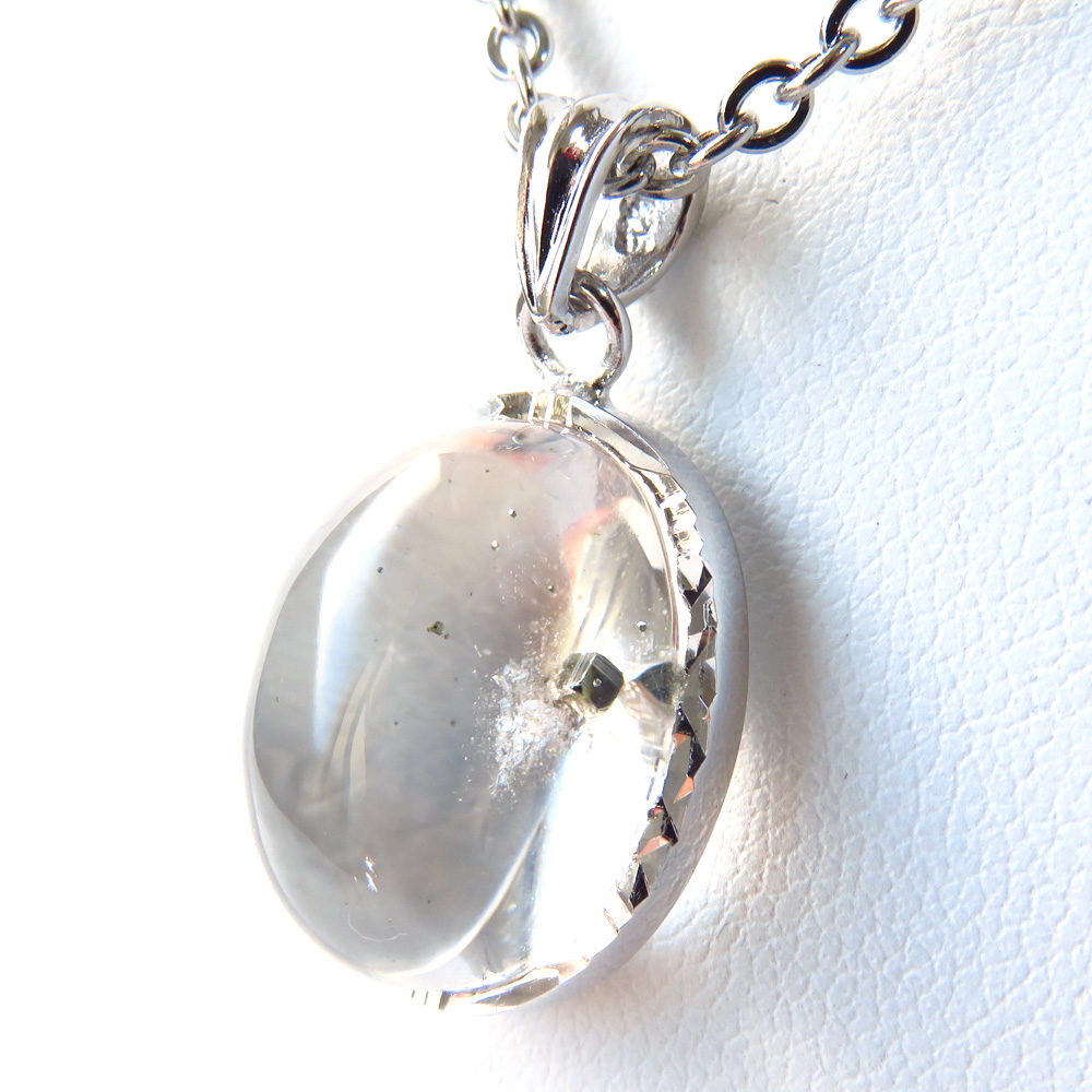 パイライト イン クォーツ ペンダント高品質 Silver925 チェーン付き ブラジル産