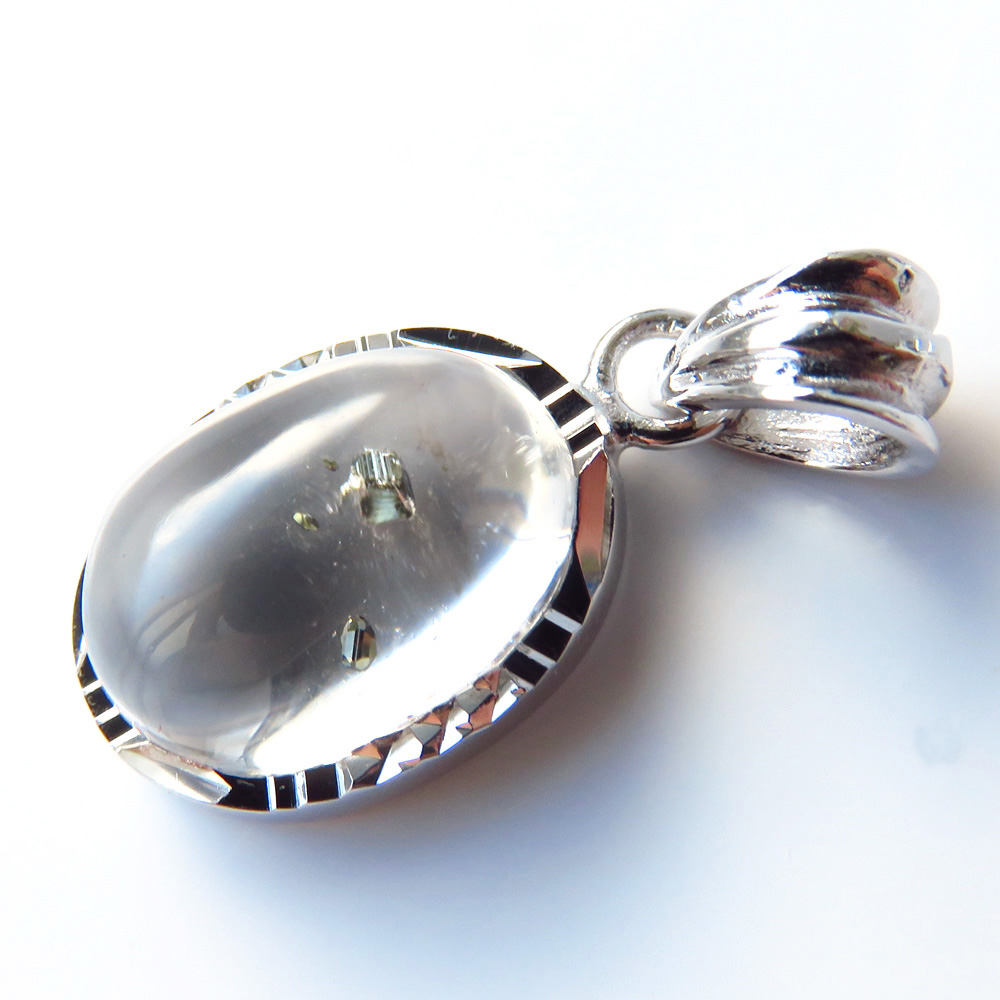 パイライト イン クォーツ ペンダント高品質 Silver925 チェーン付き ブラジル産