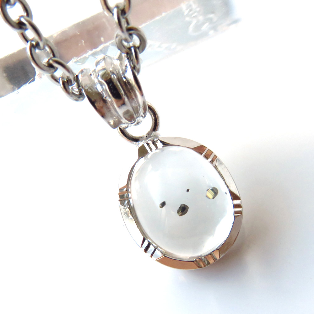 パイライト イン クォーツ ペンダント高品質 Silver925 チェーン付き ブラジル産