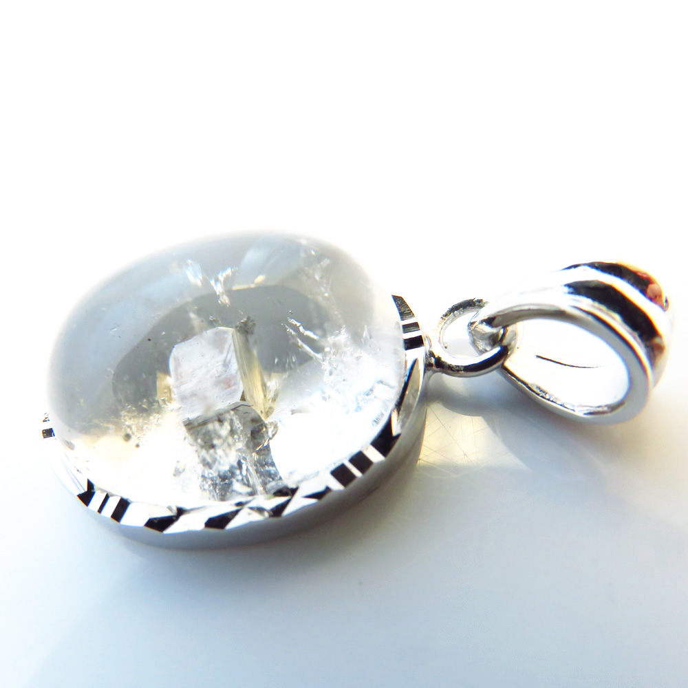 パイライト イン クォーツ ペンダント高品質 Silver925 チェーン付き ブラジル産