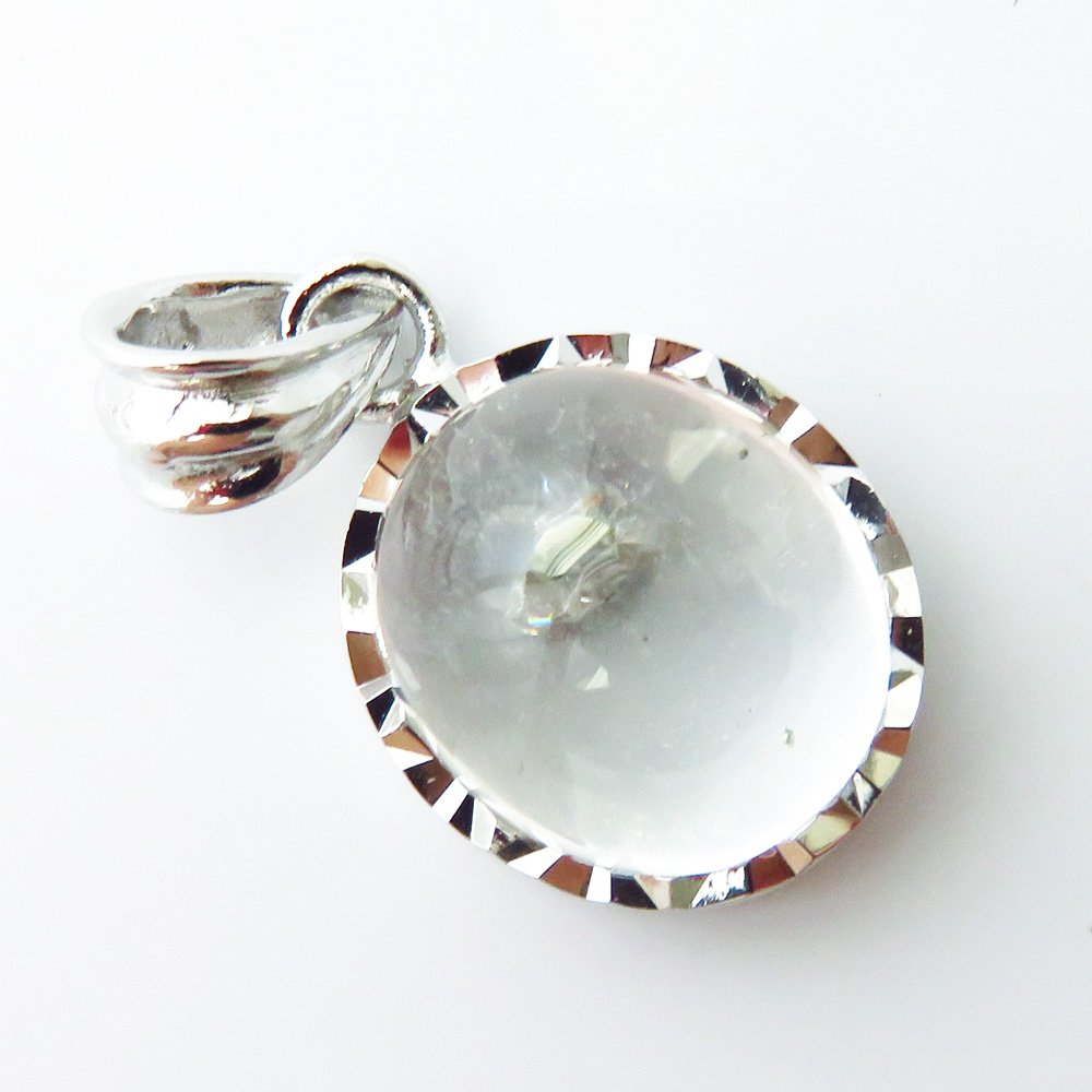 パイライト イン クォーツ ペンダント高品質 Silver925 チェーン付き ブラジル産