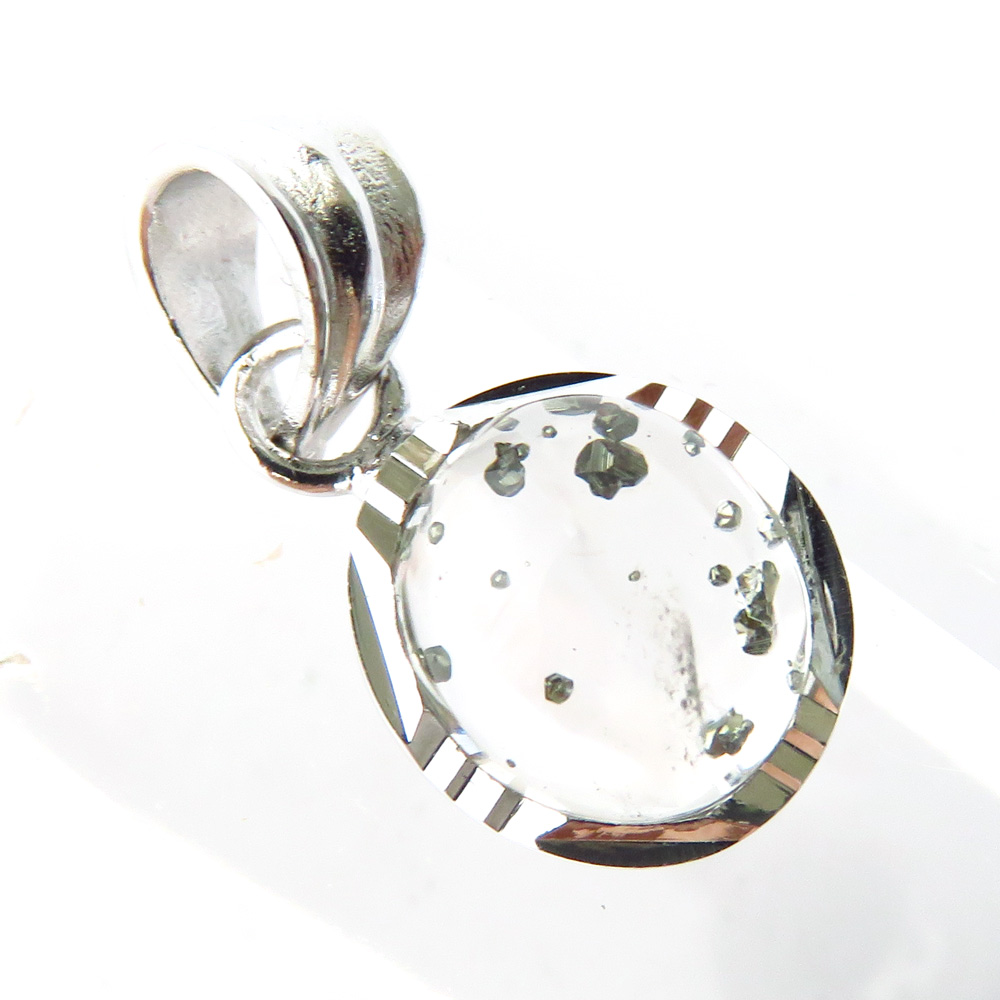 パイライト イン クォーツ ペンダント高品質 Silver925 チェーン付き ブラジル産