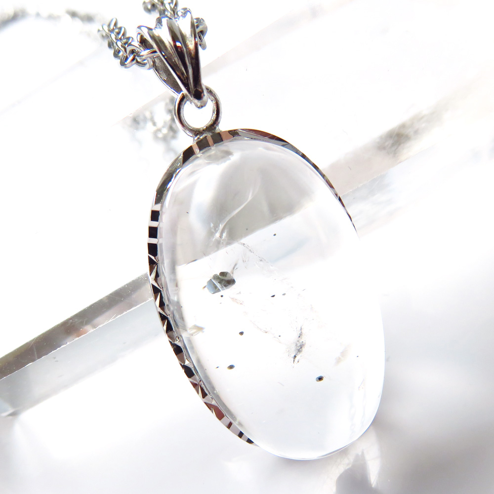 パイライト イン クォーツ ペンダント高品質 Silver925 チェーン付き ブラジル産