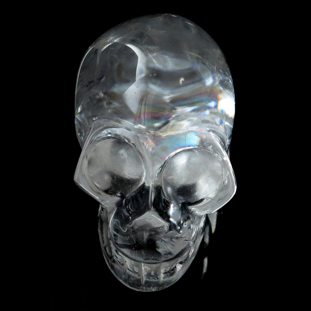 クリスタル スカル 天然水晶 虹入り 骸骨 置物 アイリスクォーツ ドクロ ブラジル産