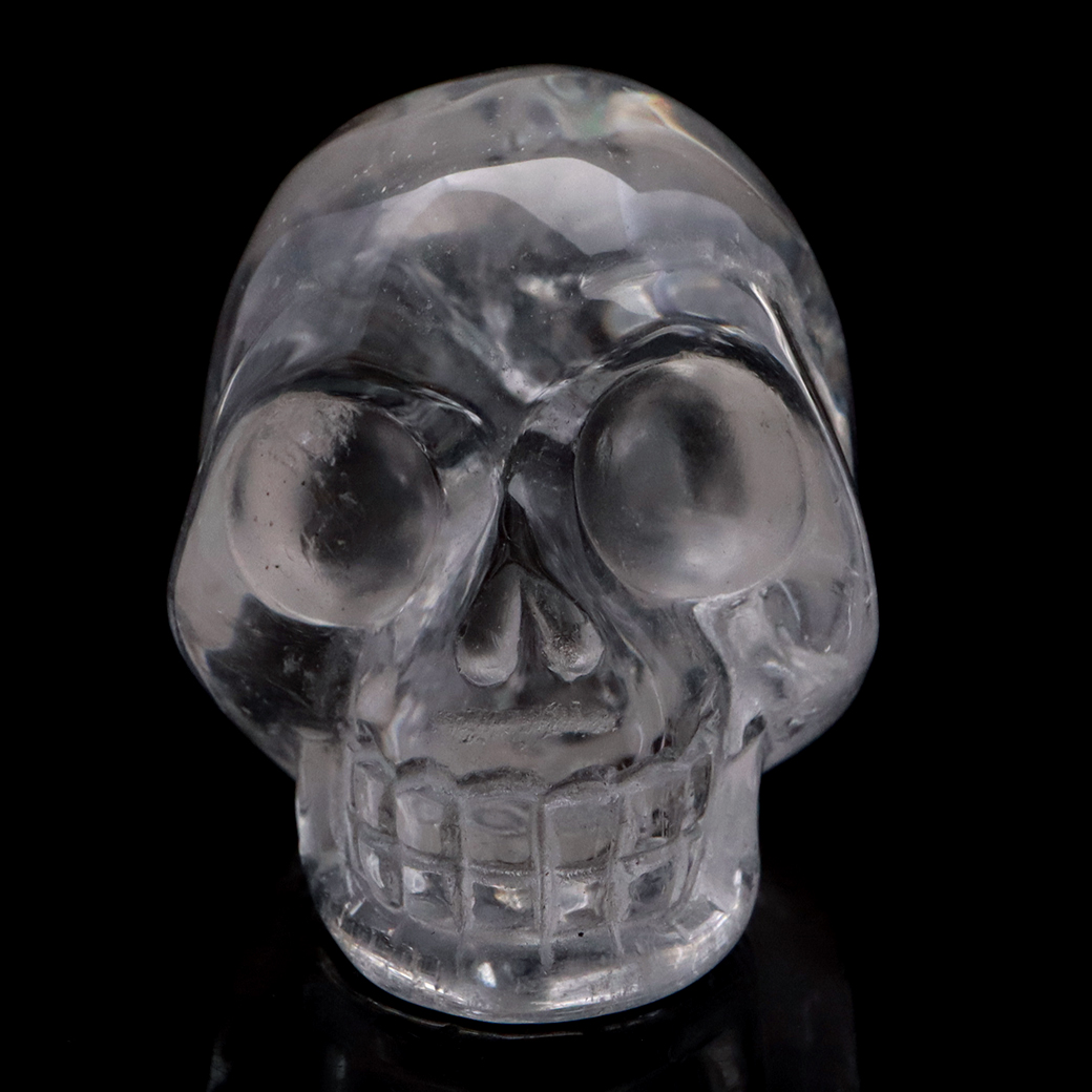 クリスタル スカル 天然水晶 虹入り 骸骨 置物  アイリスクォーツ ドクロ ブラジル産