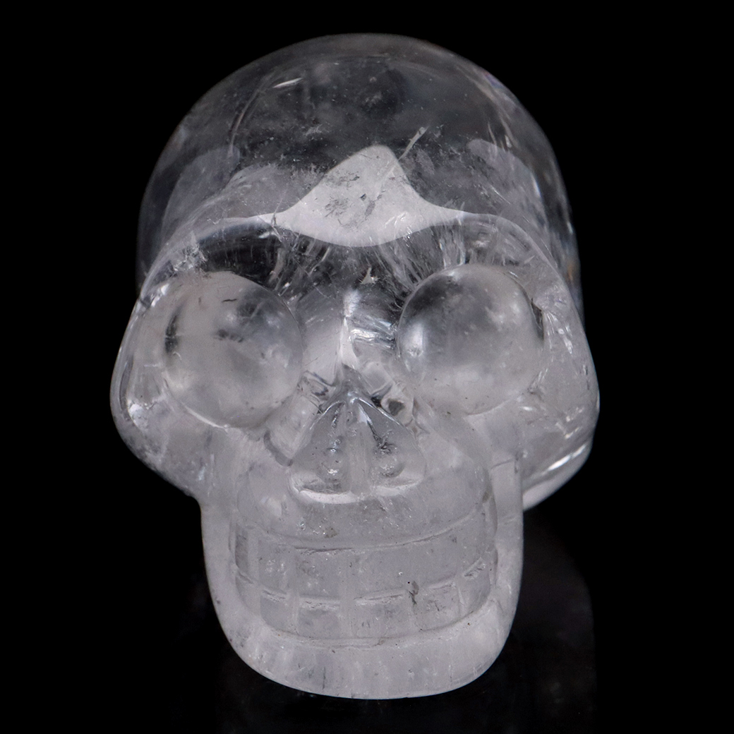 クリスタル スカル 天然水晶 虹入り 骸骨 置物  アイリスクォーツ ドクロ ブラジル産