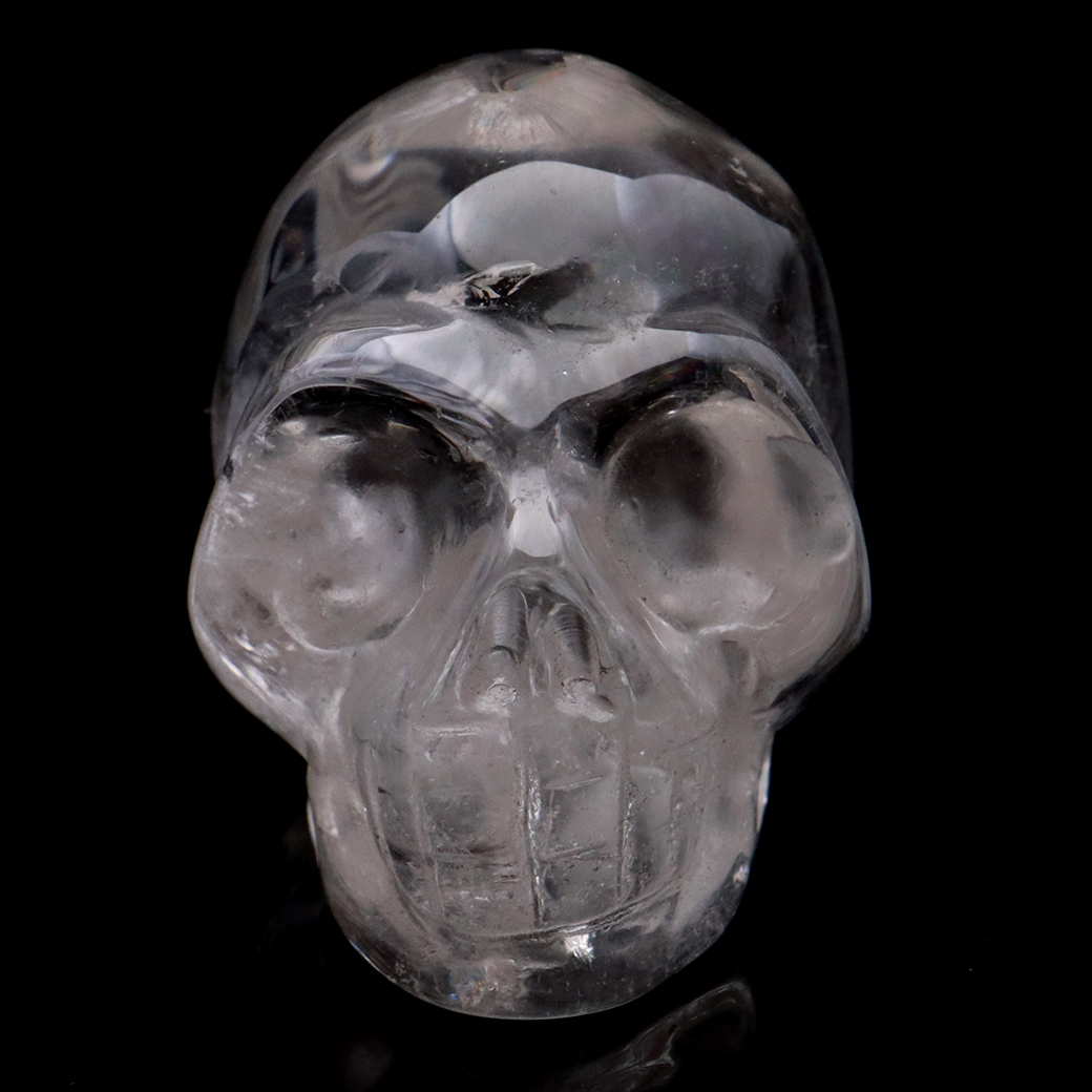 クリスタル スカル 天然水晶 虹入り 骸骨 置物  アイリスクォーツ ドクロ ブラジル産