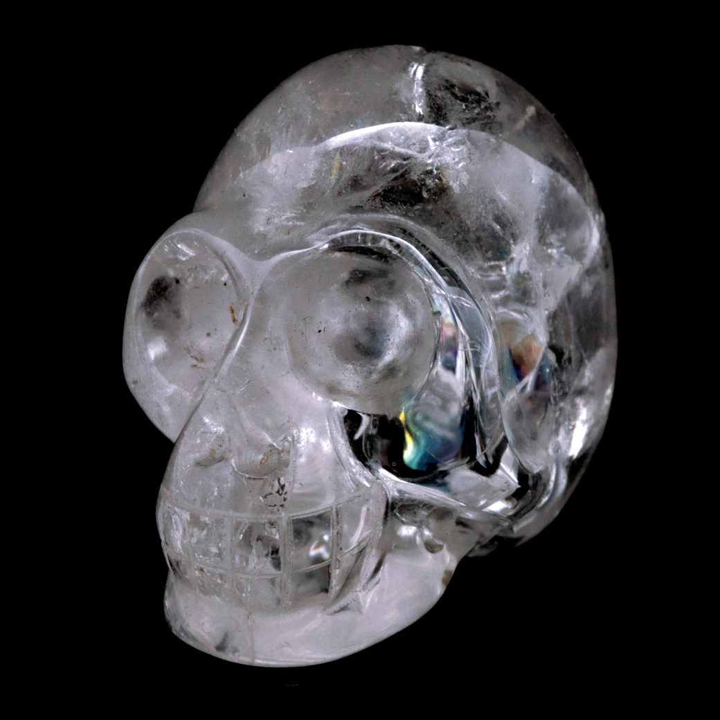 クリスタル スカル 天然水晶 虹入り 骸骨 置物 アイリスクォーツ ドクロ ブラジル産 1点もの 天然石 パワーストーン
