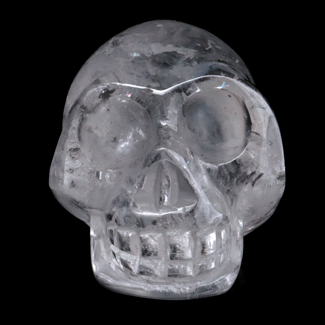 クリスタル スカル 天然水晶 虹入り 骸骨 置物 アイリスクォーツ ドクロ ブラジル産 1点もの 天然石 パワーストーン