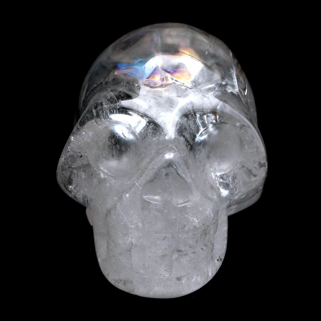クリスタル スカル 天然水晶 虹入り 骸骨 置物 アイリスクォーツ ドクロ ブラジル産 1点もの 天然石 パワーストーン
