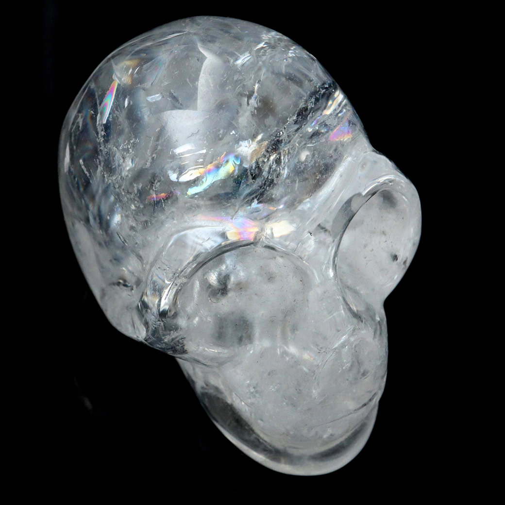 クリスタル スカル 天然水晶 虹入り 骸骨 置物 アイリスクォーツ ドクロ ブラジル産