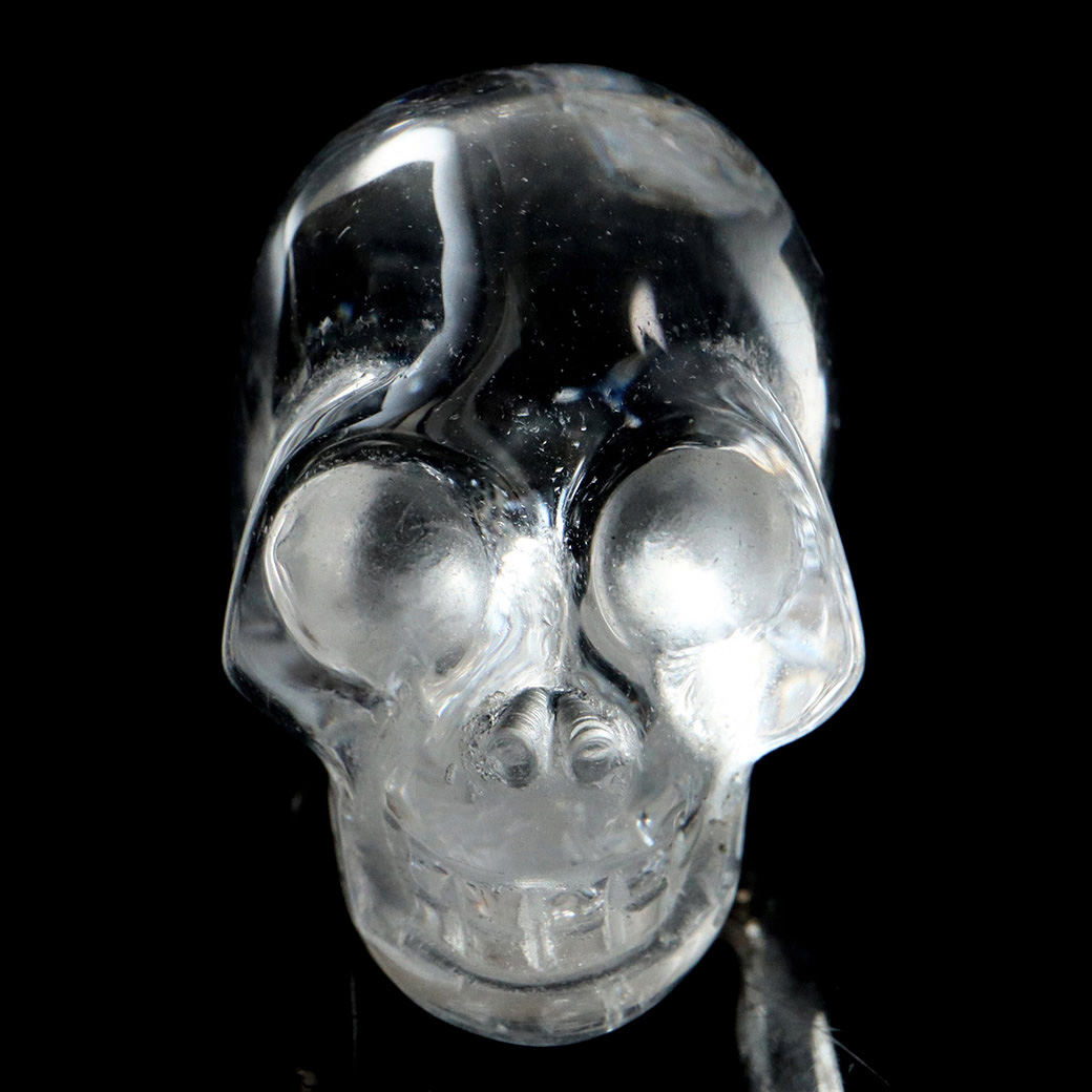 クリスタル スカル 天然水晶 虹入り 骸骨 置物 アイリスクォーツ ドクロ ブラジル産