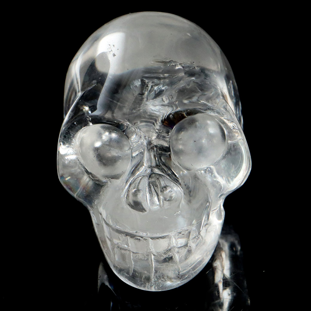 クリスタル スカル 天然水晶 虹入り 骸骨 置物 アイリスクォーツ ドクロ ブラジル産