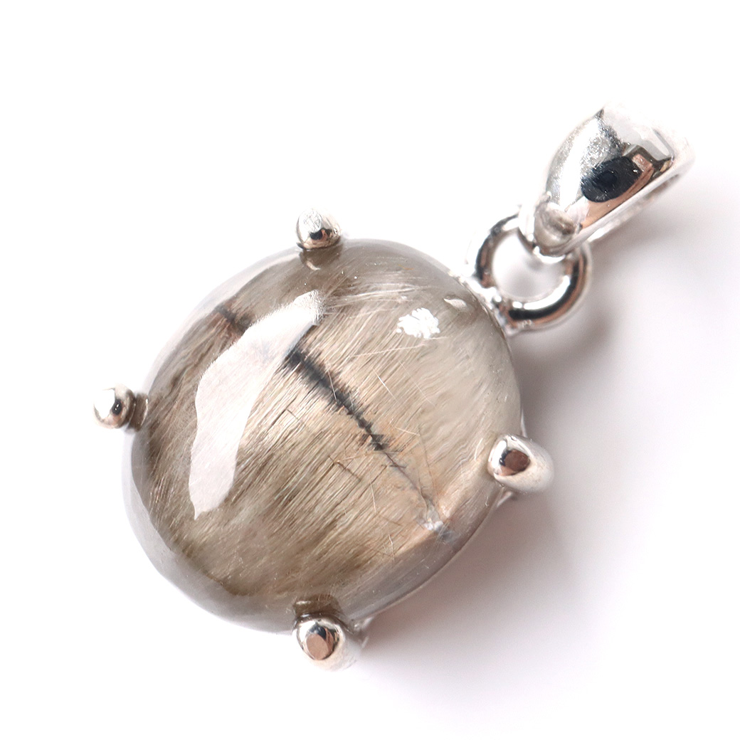 プラチナ ルチルクォーツ ペンダント Silver925 サージカルステンレス製チェーン付き