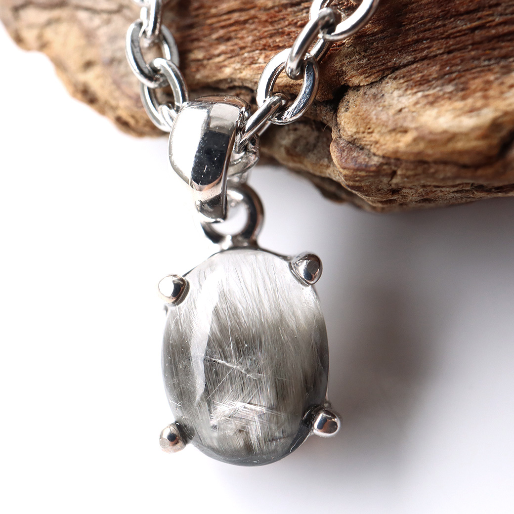 プラチナ ルチルクォーツ ペンダント Silver925 サージカルステンレス製チェーン付き