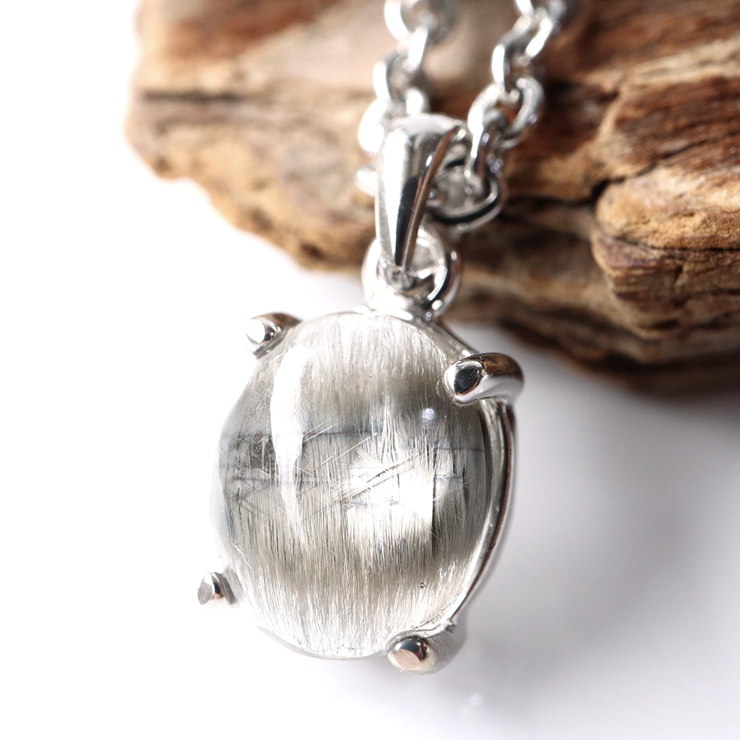 プラチナ ルチルクォーツ ペンダント Silver925 サージカルステンレス製チェーン付き