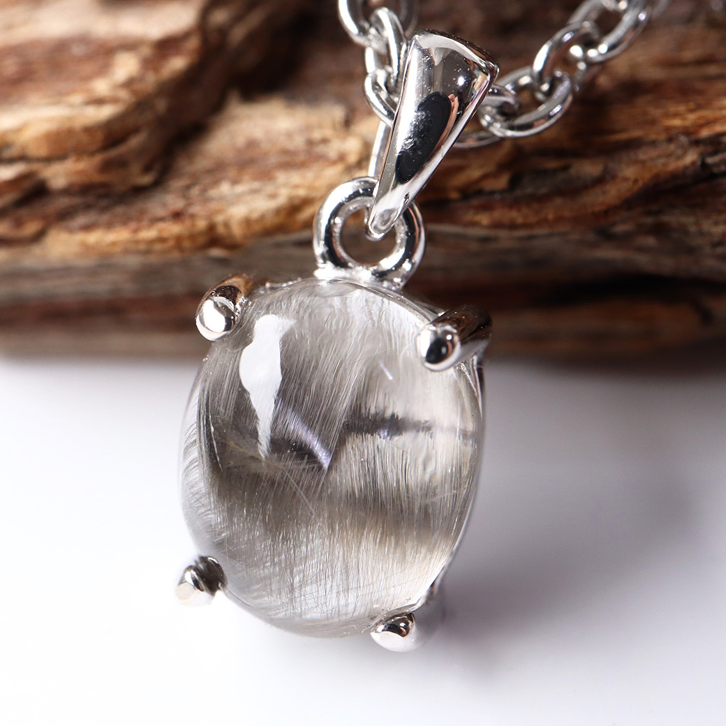 プラチナ ルチルクォーツ ペンダント Silver925 サージカルステンレス製チェーン付き