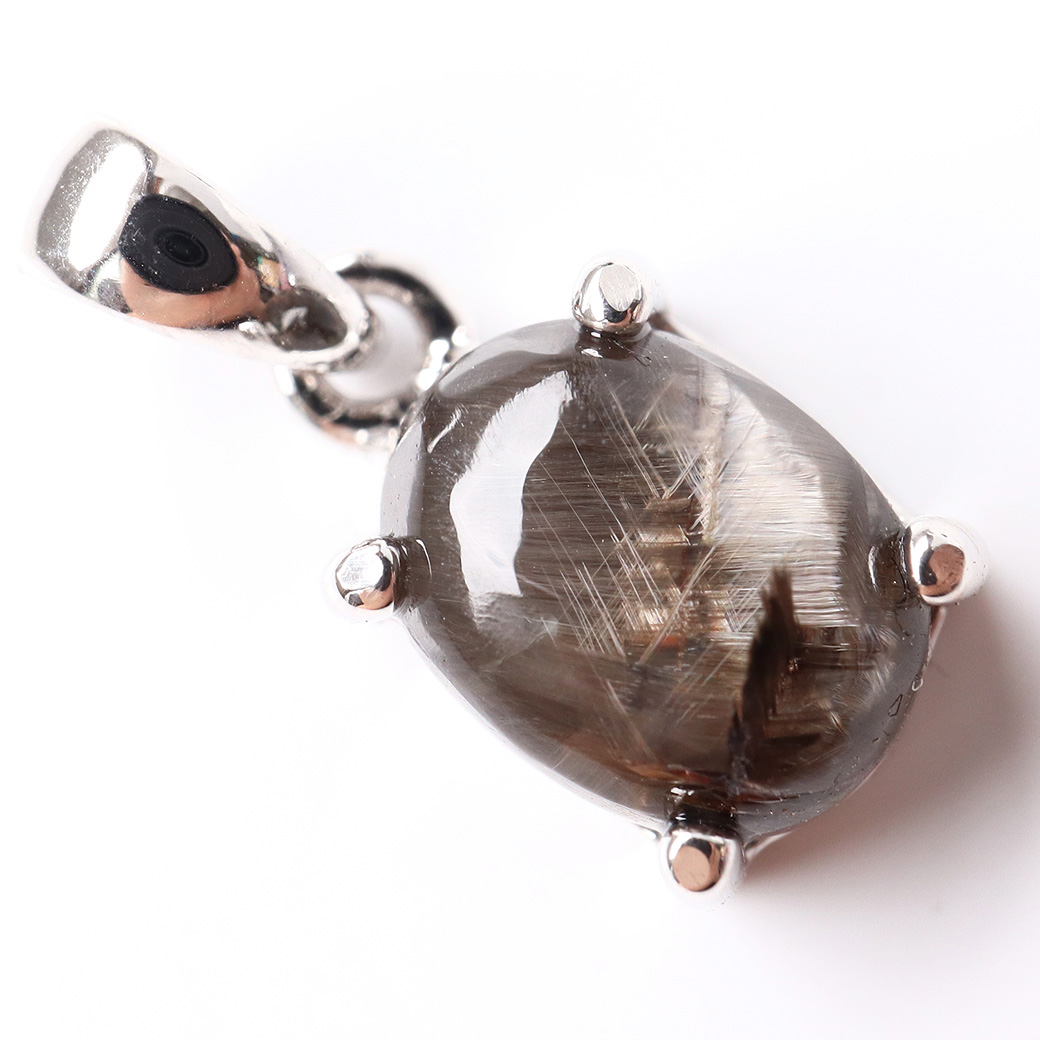 プラチナ ルチルクォーツ ペンダント Silver925 サージカルステンレス製チェーン付き