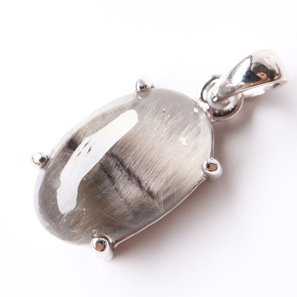 プラチナ ルチルクォーツ ペンダント Silver925 サージカルステンレス製チェーン付き