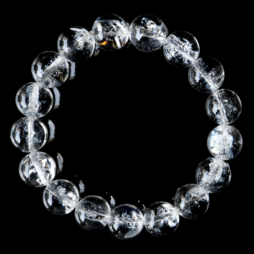 アイリスクォーツ 人工クラック 虹入り 水晶 ブレスレット 12mm 天然石