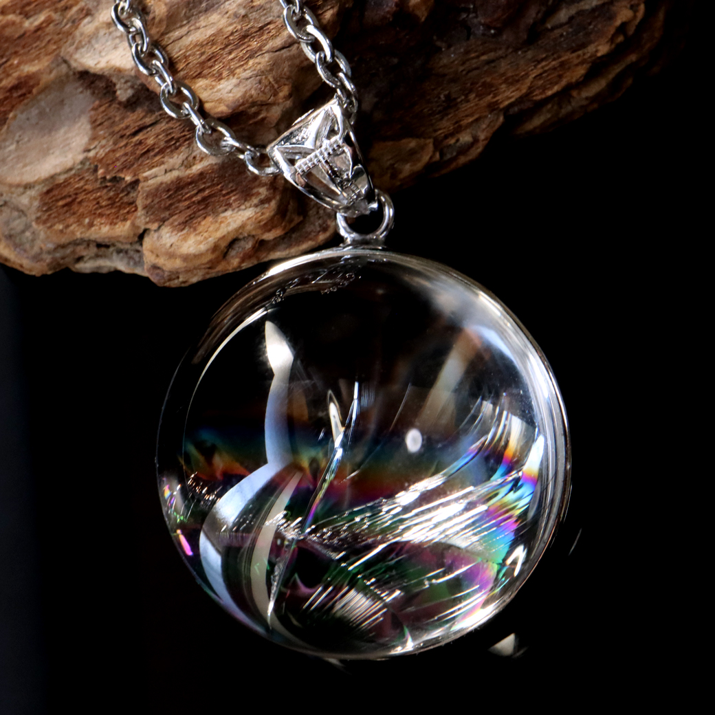 アイリスクォーツ ネックレス AAAランク 虹入り 水晶 天然石 ペンダント 高品質 SILVER925 パワーストーン