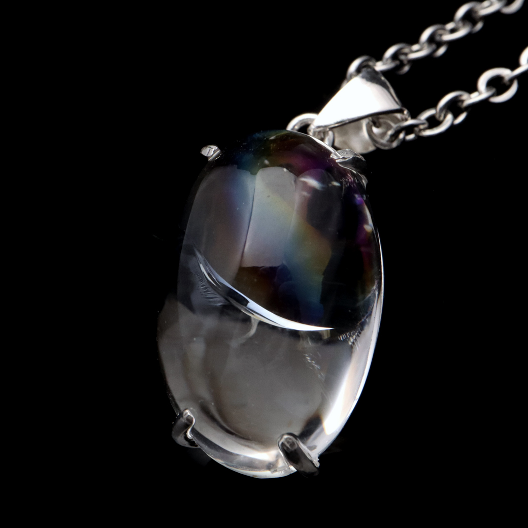 アイリスクォーツ 虹入り 水晶 ネックレス AAA 天然石 ペンダント高品質 Silver925 チェーン付き
