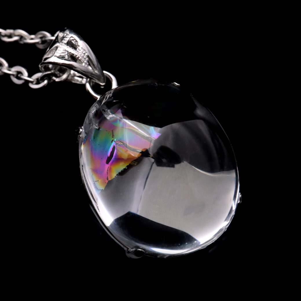 アイリスクォーツ 虹入り 水晶 ネックレス AAA 天然石 ペンダント高品質 Silver925 チェーン付き