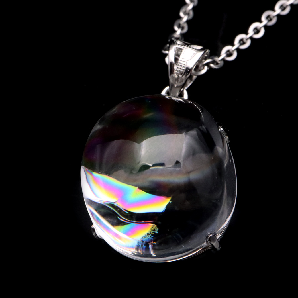 アイリスクォーツ 虹入り 水晶 ネックレス AAA 天然石 ペンダント高品質 Silver925 チェーン付き