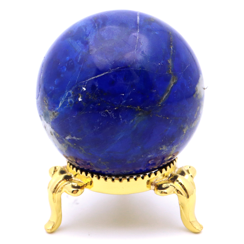 ラピスラズリ 丸玉 AAA 台付き アフガニスタン産 ナチュラル 天然無染色 天然石 青金石 置物 スフィア 1点もの lapis lazuli