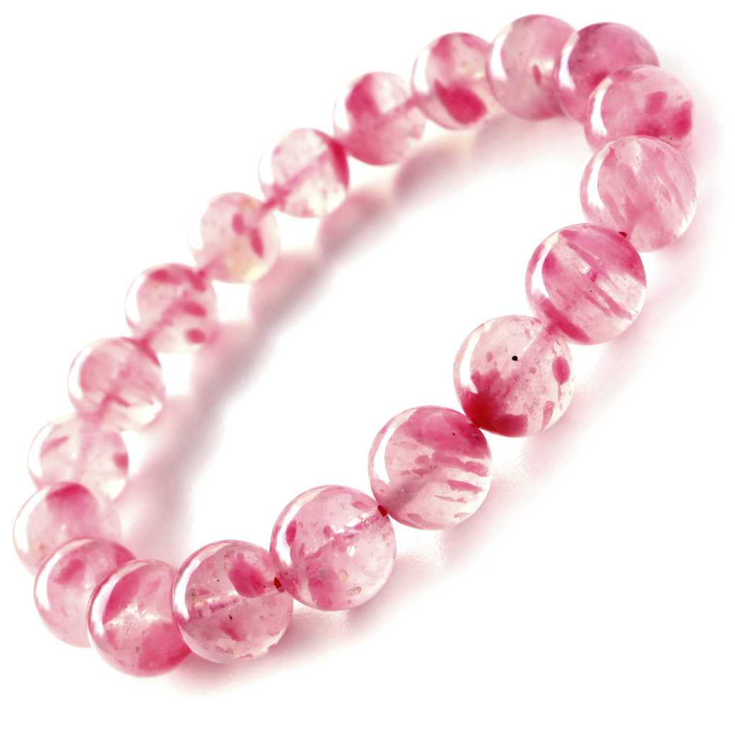 ロードナイト シリカ ブレスレット 10.5mm 天然石 1点もの パワーストーン ブラジル産 薔薇輝石 水晶