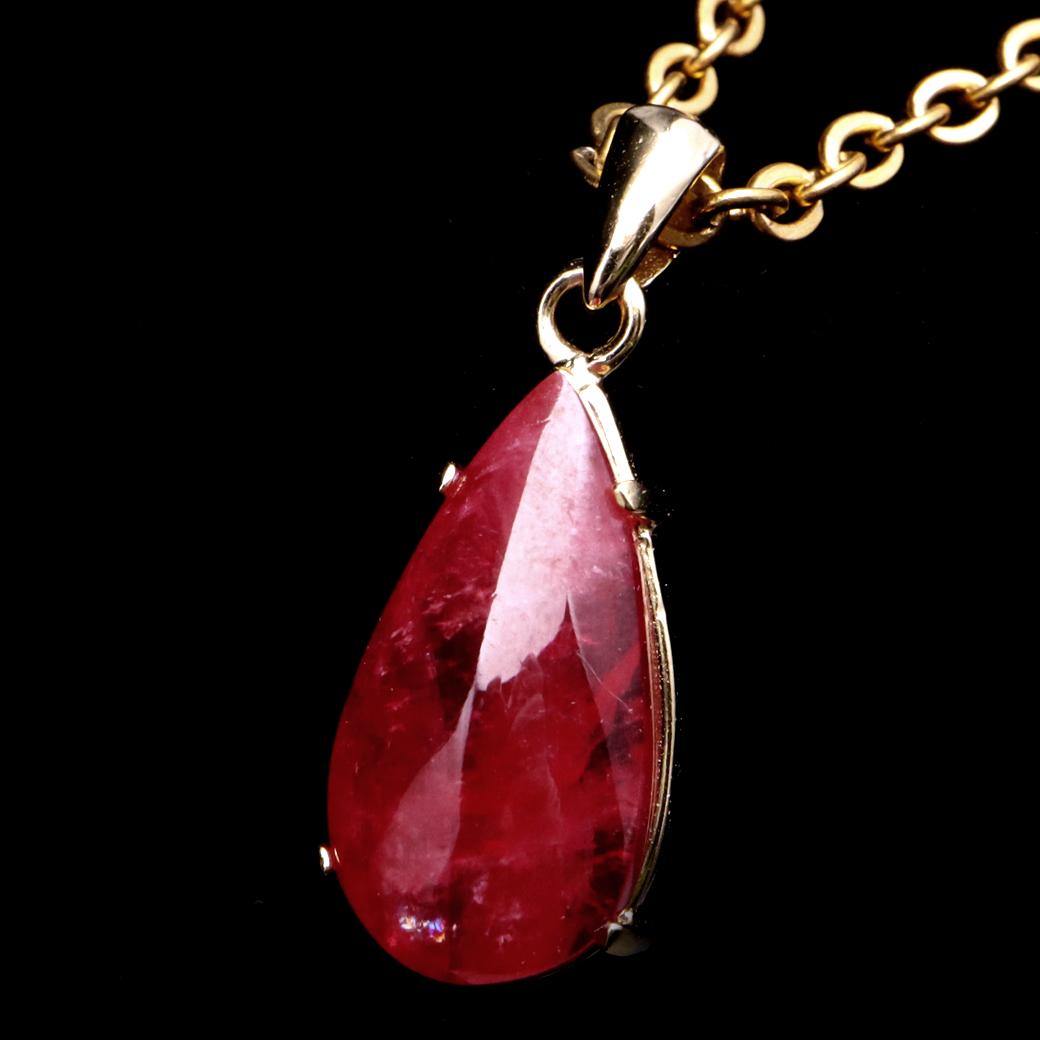 インペリアル ロードナイト ペンダント ドロップ しずく レディース ブラジル産 天然石 ネックレス 1点物