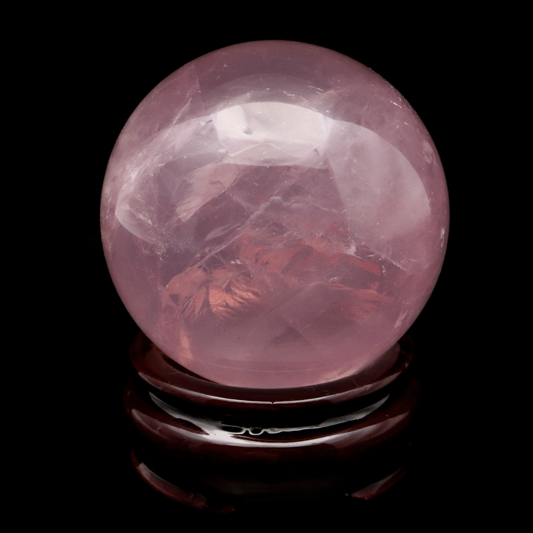 スター ローズクォーツ 丸玉 58mm AAA 台座付き マダガスカル産 天然石 1点物 スフィア 紅水晶 パワーストーン